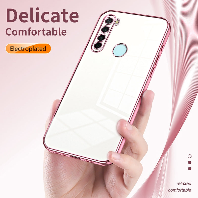 Xiaomi Redmi Note 8 Transparent Fine Hole Phone Case - Crystal Clear Vacuum Plating, Anti-Fingerprint, Shock-Absorbing TPU Frame
