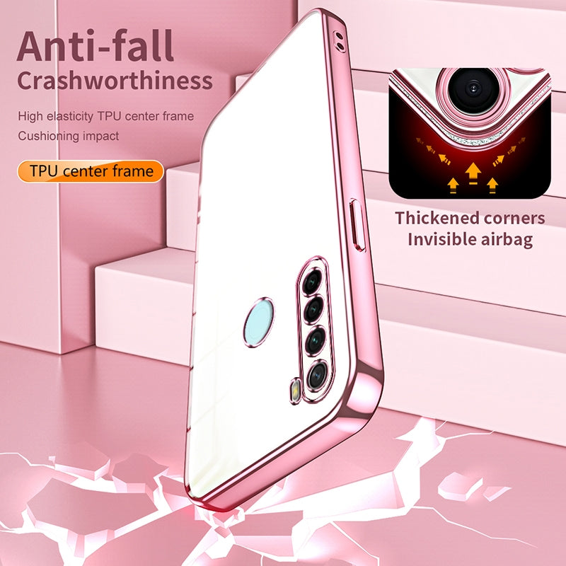 Xiaomi Redmi Note 8 Transparent Fine Hole Phone Case - Crystal Clear Vacuum Plating, Anti-Fingerprint, Shock-Absorbing TPU Frame