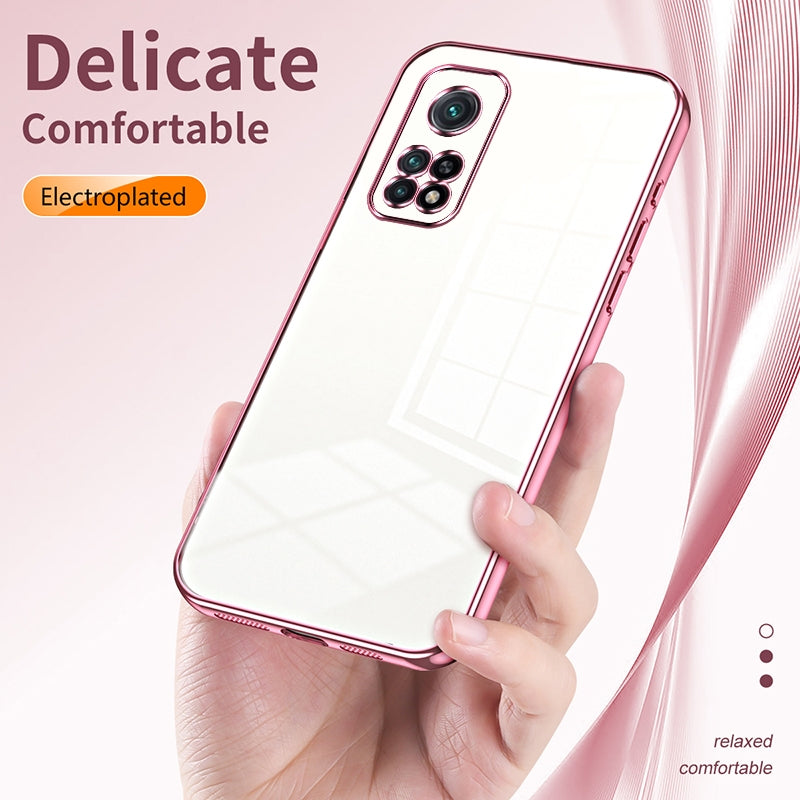 Xiaomi Mi 10T Pro 5G Transparent Fine Hole Phone Case - Crystal Clear Vacuum Plating, Anti-Fingerprint, Shock-Absorbing TPU Frame
