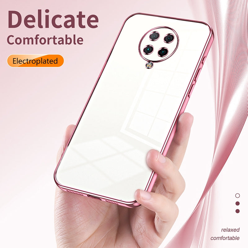 Xiaomi Redmi K30 Pro Transparent Fine Hole Phone Case - Crystal Clear Vacuum Plating, Anti-Fingerprint, Shock-Absorbing TPU Frame
