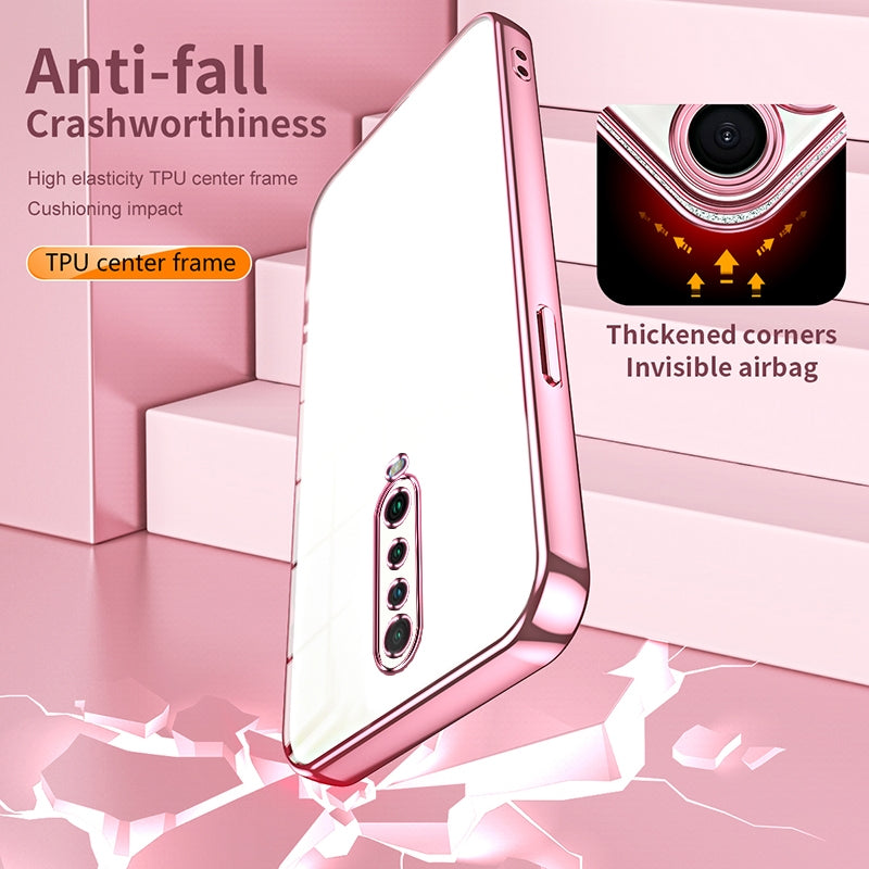 Xiaomi Redmi K30 Transparent Fine Hole Phone Case - Crystal Clear Vacuum Plating, Anti-Fingerprint, Shock-Absorbing TPU Frame