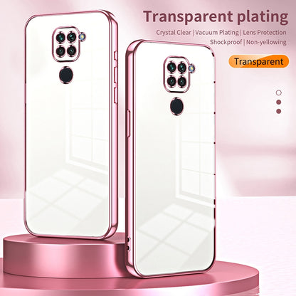 Xiaomi Redmi Note 9 Transparent Fine Hole Phone Case - Crystal Clear Vacuum Plating, Anti-Fingerprint, Shock-Absorbing TPU Frame