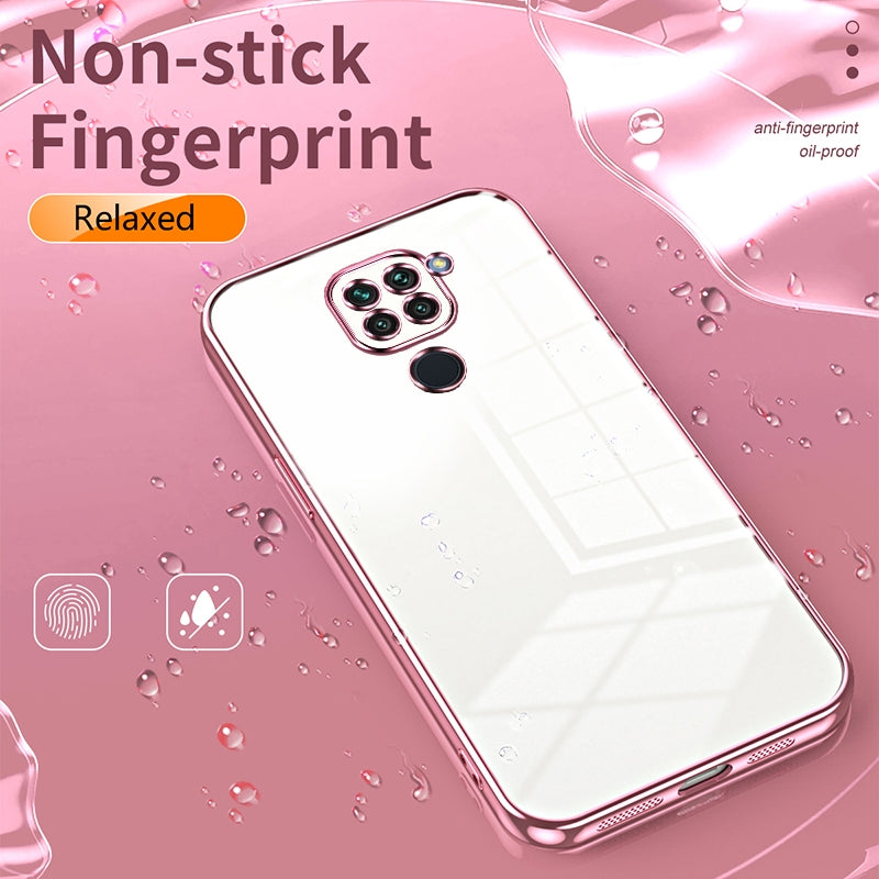 Xiaomi Redmi Note 9 Transparent Fine Hole Phone Case - Crystal Clear Vacuum Plating, Anti-Fingerprint, Shock-Absorbing TPU Frame