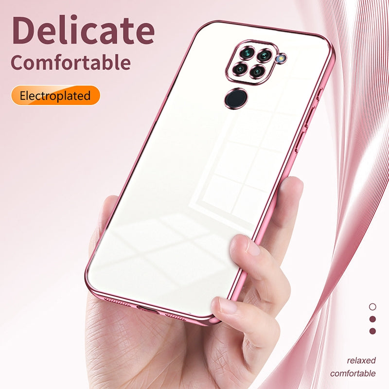 Xiaomi Redmi Note 9 Transparent Fine Hole Phone Case - Crystal Clear Vacuum Plating, Anti-Fingerprint, Shock-Absorbing TPU Frame