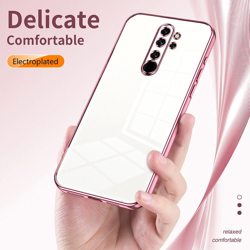 Xiaomi Redmi Note 8 Pro Transparent Fine Hole Phone Case - Crystal Clear Vacuum Plating, Anti-Fingerprint, Shock-Absorbing TPU Frame