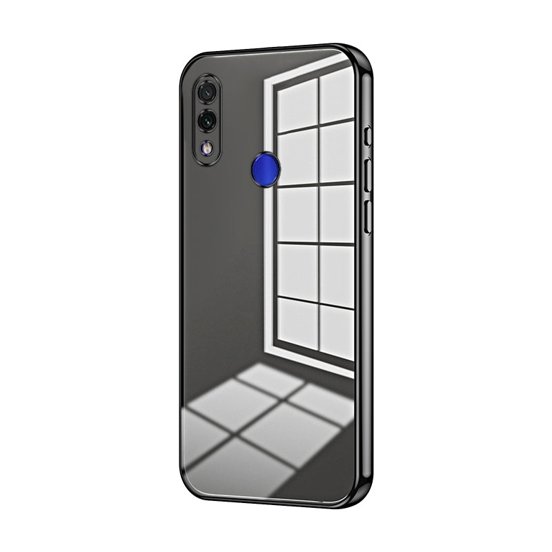Xiaomi Redmi Note 7 Transparent Fine Hole Phone Case - Crystal Clear Vacuum Plating, Anti-Fingerprint, Shock-Absorbing TPU Frame