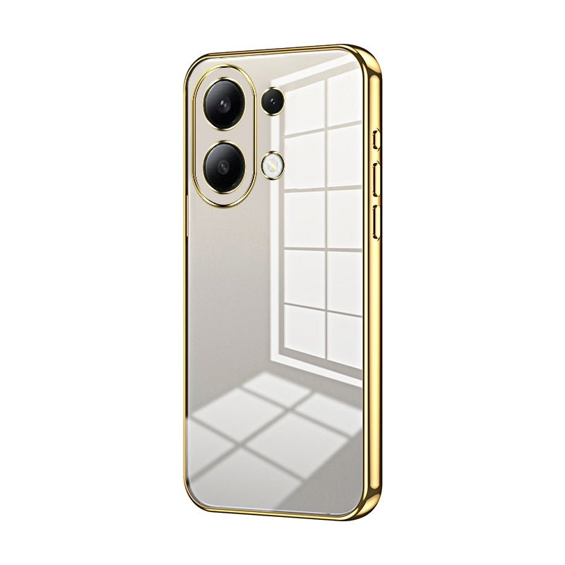Xiaomi Redmi Note 13 4G Transparent Fine Hole Phone Case - Crystal Clear Vacuum Plating, Anti-Fingerprint, Shock-Absorbing TPU Frame