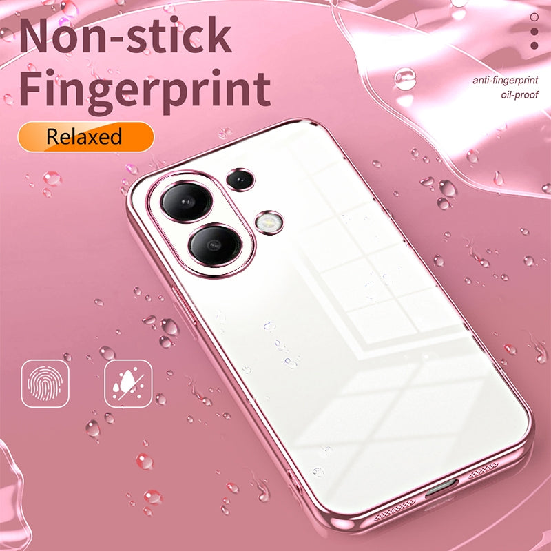 Xiaomi Redmi Note 13 4G Transparent Fine Hole Phone Case - Crystal Clear Vacuum Plating, Anti-Fingerprint, Shock-Absorbing TPU Frame