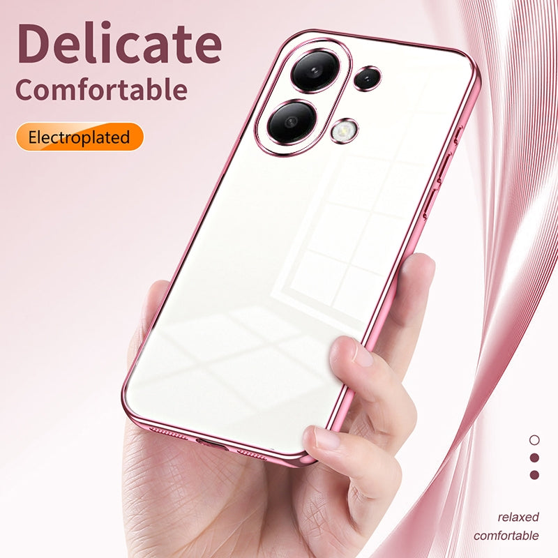 Xiaomi Redmi Note 13 4G Transparent Fine Hole Phone Case - Crystal Clear Vacuum Plating, Anti-Fingerprint, Shock-Absorbing TPU Frame