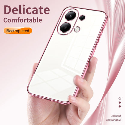 Xiaomi Redmi Note 13 4G Transparent Fine Hole Phone Case - Crystal Clear Vacuum Plating, Anti-Fingerprint, Shock-Absorbing TPU Frame