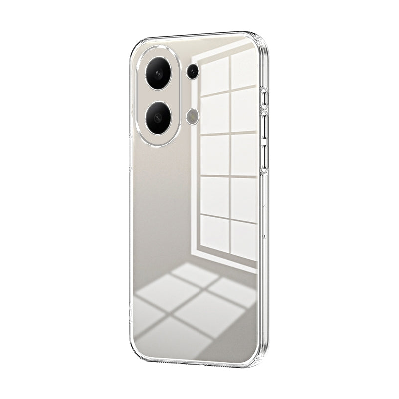 Xiaomi Redmi Note 13 4G Transparent Fine Hole Phone Case - Crystal Clear Vacuum Plating, Anti-Fingerprint, Shock-Absorbing TPU Frame