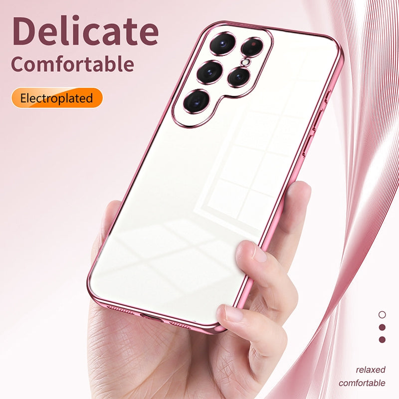 Samsung Galaxy S24 Ultra 5G Transparent Fine Hole Phone Case - Crystal Clear Vacuum Plating, Anti-Fingerprint, Shock-Absorbing TPU Frame-casify.uk