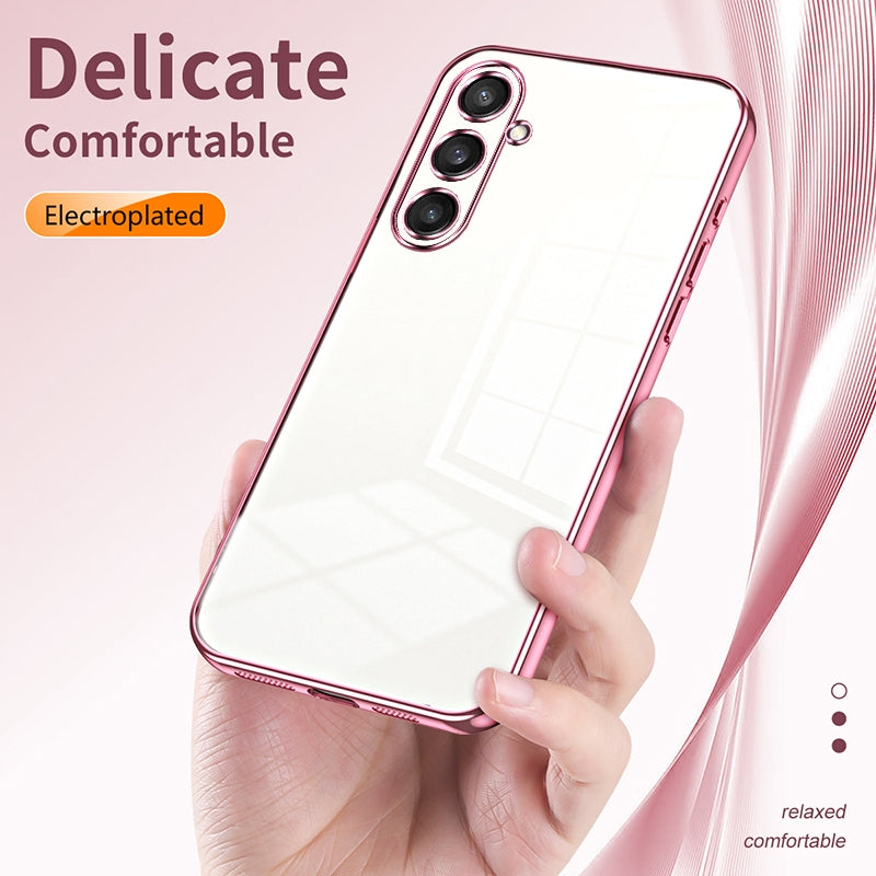 Samsung Galaxy S23 FE 5G Transparent Fine Hole Phone Case - Crystal Clear Vacuum Plating, Anti-Fingerprint, Shock-Absorbing TPU Frame-casify.uk