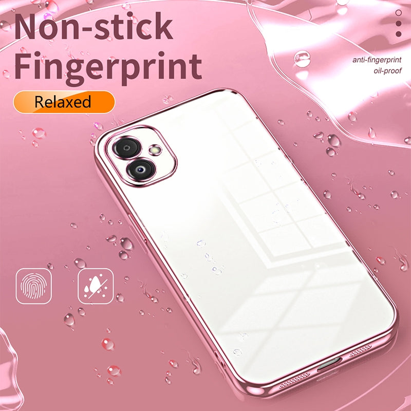 Samsung Galaxy F14 5G Transparent Fine Hole Phone Case - Crystal Clear Vacuum Plating, Anti-Fingerprint, Shock-Absorbing TPU Frame-casify.uk