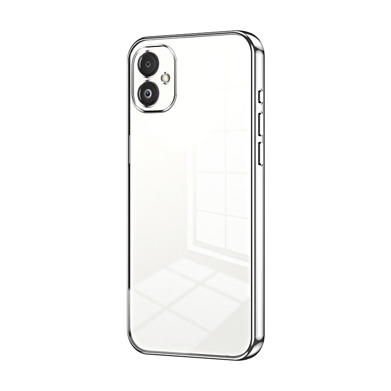 Samsung Galaxy F14 5G Transparent Fine Hole Phone Case - Crystal Clear Vacuum Plating, Anti-Fingerprint, Shock-Absorbing TPU Frame-casify.uk