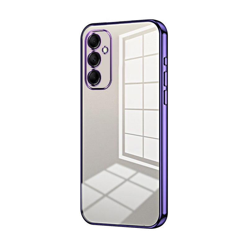 Samsung Galaxy M14 Transparent Fine Hole Phone Case - Crystal Clear Vacuum Plating, Anti-Fingerprint, Shock-Absorbing TPU Frame-casify.uk