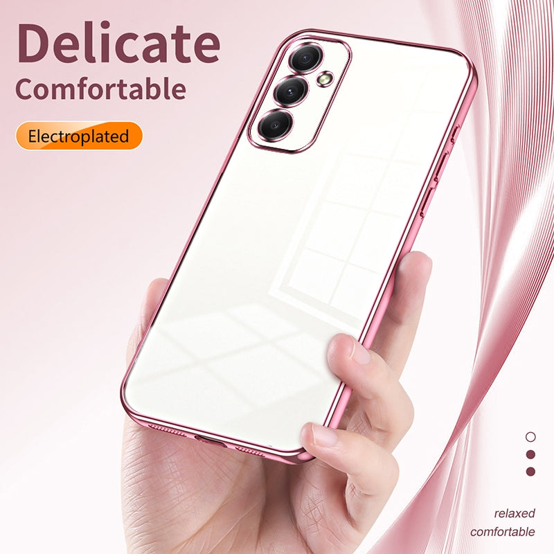 Samsung Galaxy A34 5G Transparent Fine Hole Phone Case - Crystal Clear Vacuum Plating, Anti-Fingerprint, Shock-Absorbing TPU Frame-casify.uk