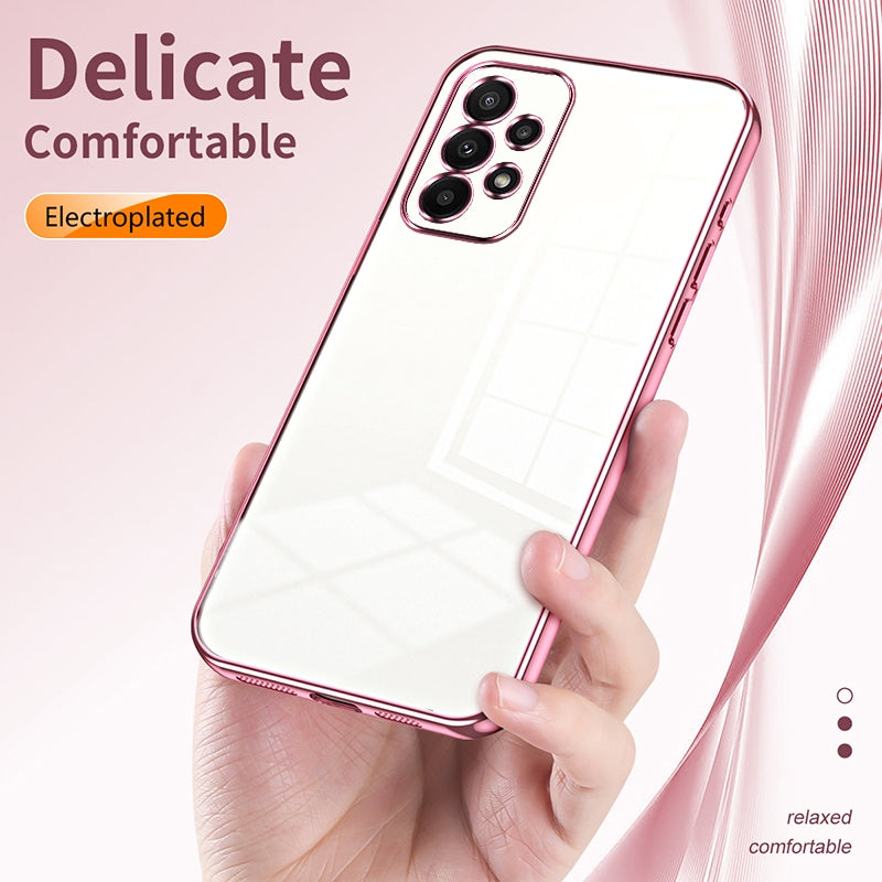 Samsung Galaxy A23 Transparent Fine Hole Phone Case - Crystal Clear Vacuum Plating, Anti-Fingerprint, Shock-Absorbing TPU Frame-casify.uk