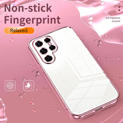 Samsung Galaxy S22 Ultra 5G Transparent Fine Hole Phone Case - Crystal Clear Vacuum Plating, Anti-Fingerprint, Shock-Absorbing TPU Frame-casify.uk