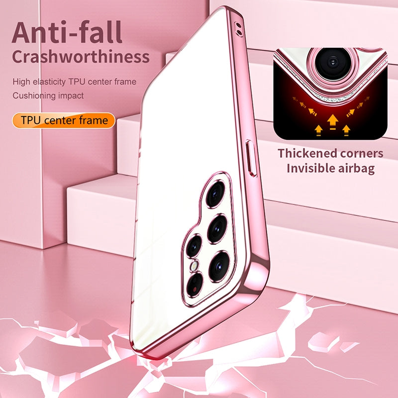 Samsung Galaxy S22 Ultra 5G Transparent Fine Hole Phone Case - Crystal Clear Vacuum Plating, Anti-Fingerprint, Shock-Absorbing TPU Frame-casify.uk