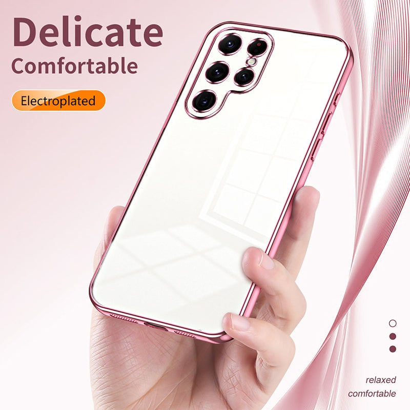 Samsung Galaxy S22 Ultra 5G Transparent Fine Hole Phone Case - Crystal Clear Vacuum Plating, Anti-Fingerprint, Shock-Absorbing TPU Frame-casify.uk