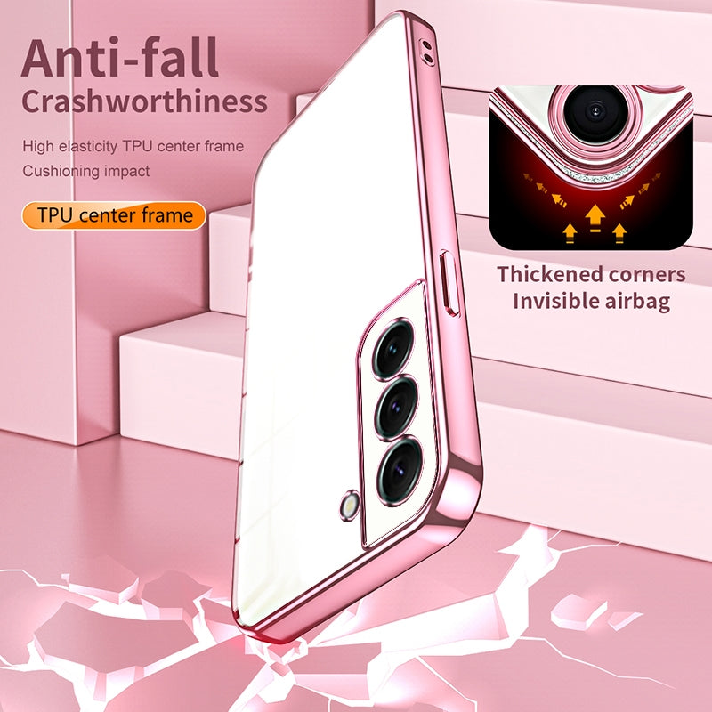 Samsung Galaxy S22+ 5G Transparent Fine Hole Phone Case - Crystal Clear Vacuum Plating, Anti-Fingerprint, Shock-Absorbing TPU Frame-casify.uk