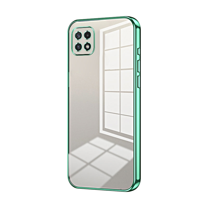 Samsung Galaxy A22 5G Transparent Fine Hole Phone Case - Crystal Clear Vacuum Plating, Anti-Fingerprint, Shock-Absorbing TPU Frame-casify.uk