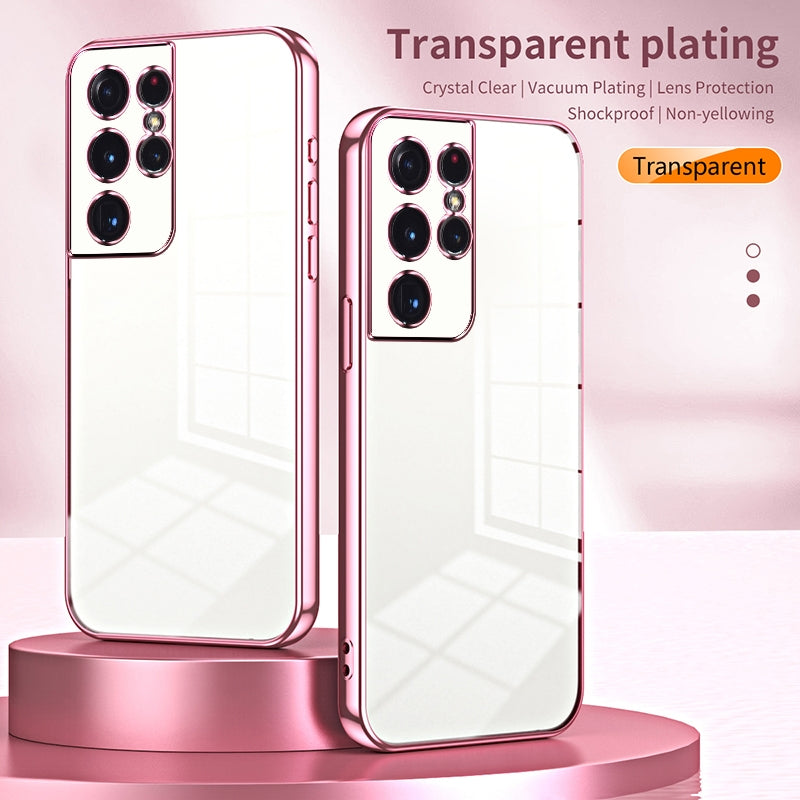 Samsung Galaxy S21 Ultra 5G Transparent Fine Hole Phone Case - Crystal Clear Vacuum Plating, Anti-Fingerprint, Shock-Absorbing TPU Frame-casify.uk