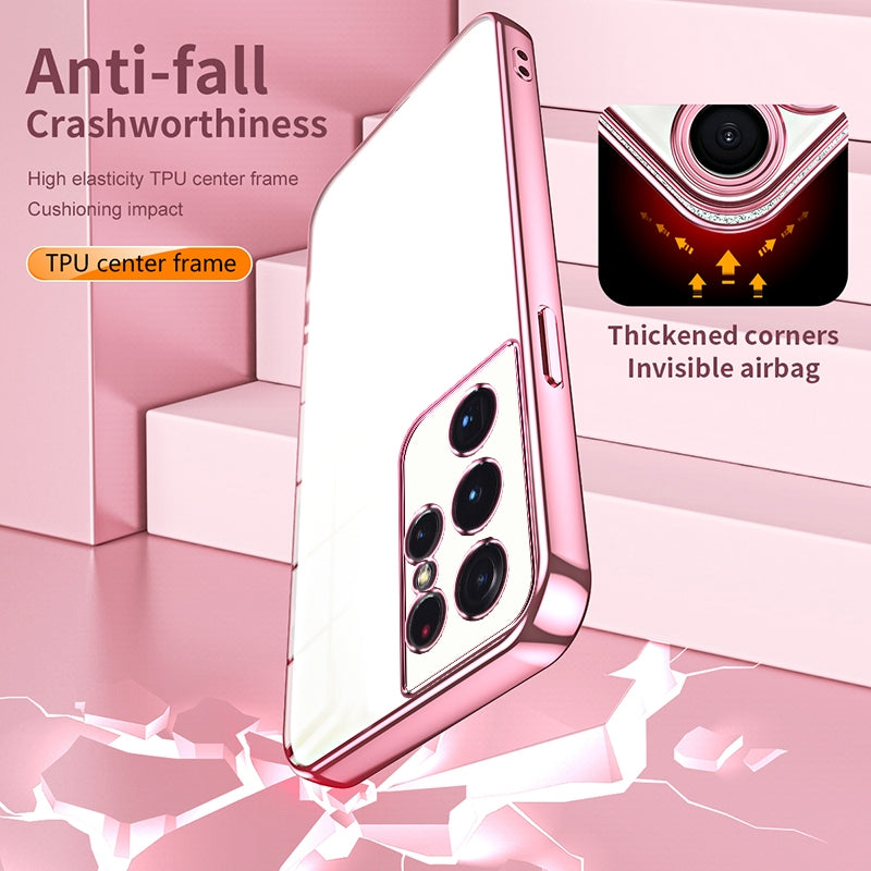 Samsung Galaxy S21 Ultra 5G Transparent Fine Hole Phone Case - Crystal Clear Vacuum Plating, Anti-Fingerprint, Shock-Absorbing TPU Frame-casify.uk