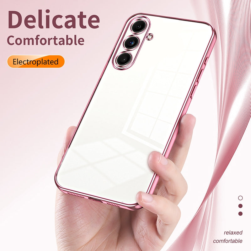 Samsung Galaxy C55 Transparent Fine Hole Phone Case - Crystal Clear Vacuum Plating, Anti-Fingerprint, Shock-Absorbing TPU Frame-casify.uk