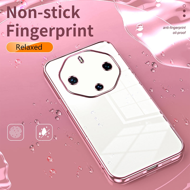 Huawei Mate 60 RS Ultimate Transparent Fine Hole Phone Case - Crystal Clear Vacuum Plating, Anti-Fingerprint, Shock-Absorbing TPU Frame