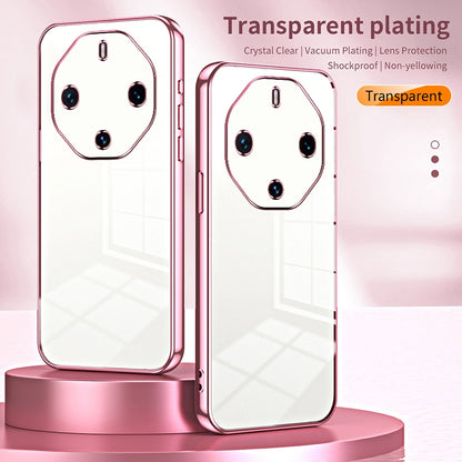 Huawei Mate 60 RS Ultimate Transparent Fine Hole Phone Case - Crystal Clear Vacuum Plating, Anti-Fingerprint, Shock-Absorbing TPU Frame