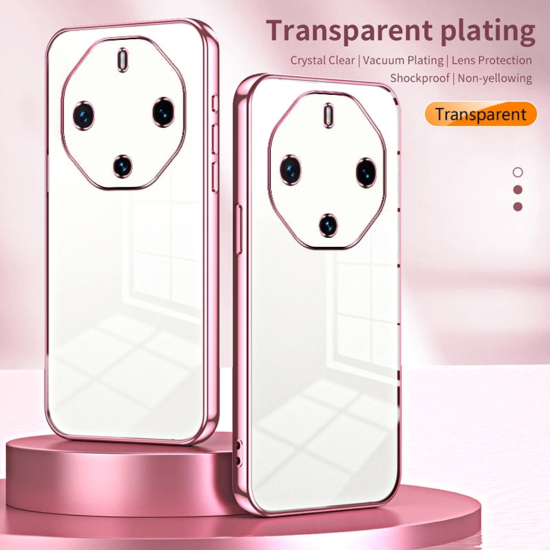 Huawei Mate 60 RS Ultimate Transparent Fine Hole Phone Case - Crystal Clear Vacuum Plating, Anti-Fingerprint, Shock-Absorbing TPU Frame
