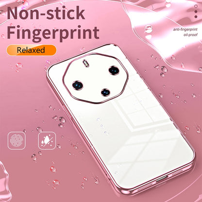 Huawei Mate 60 RS Ultimate Transparent Fine Hole Phone Case - Crystal Clear Vacuum Plating, Anti-Fingerprint, Shock-Absorbing TPU Frame