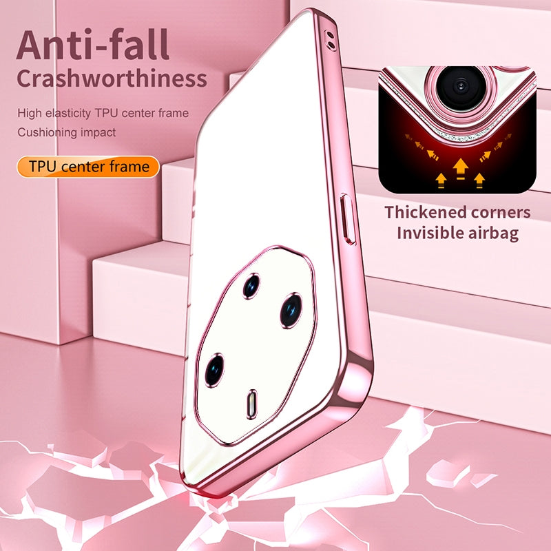 Huawei Mate 60 RS Ultimate Transparent Fine Hole Phone Case - Crystal Clear Vacuum Plating, Anti-Fingerprint, Shock-Absorbing TPU Frame