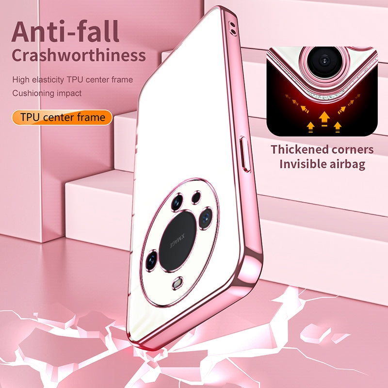 Huawei Mate 60 Pro Transparent Fine Hole Phone Case - Crystal Clear Vacuum Plating, Anti-Fingerprint, Shock-Absorbing TPU Frame