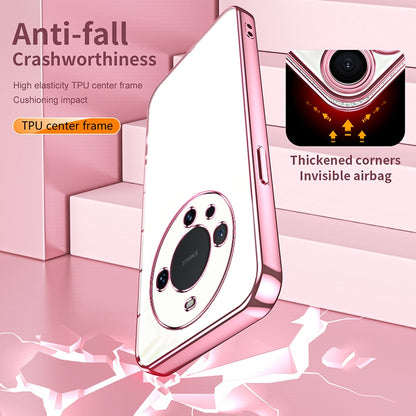 Huawei Mate 60 Pro+ Transparent Fine Hole Phone Case - Crystal Clear Vacuum Plating, Anti-Fingerprint, Shock-Absorbing TPU Frame