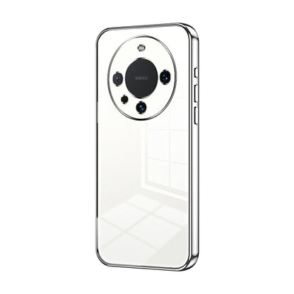 Huawei Mate 60 Pro Transparent Fine Hole Phone Case - Crystal Clear Vacuum Plating, Anti-Fingerprint, Shock-Absorbing TPU Frame