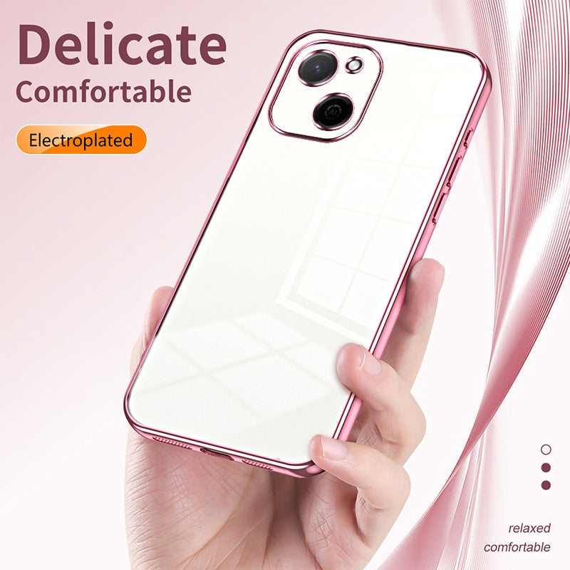 Huawei Maimang A20 Transparent Fine Hole Phone Case - Crystal Clear Vacuum Plating, Anti-Fingerprint, Shock-Absorbing TPU Frame