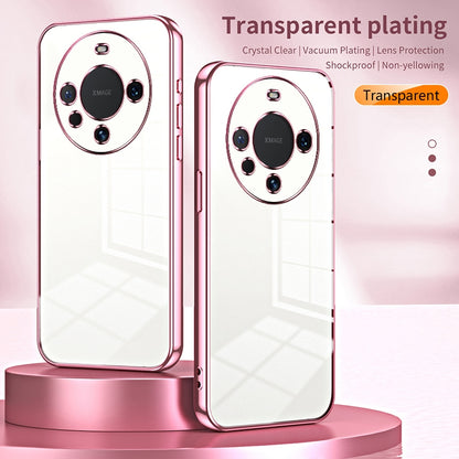 Huawei Mate 60 Transparent Fine Hole Phone Case - Crystal Clear Vacuum Plating, Anti-Fingerprint, Shock-Absorbing TPU Frame