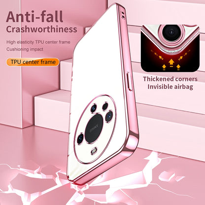 Huawei Mate 60 Transparent Fine Hole Phone Case - Crystal Clear Vacuum Plating, Anti-Fingerprint, Shock-Absorbing TPU Frame