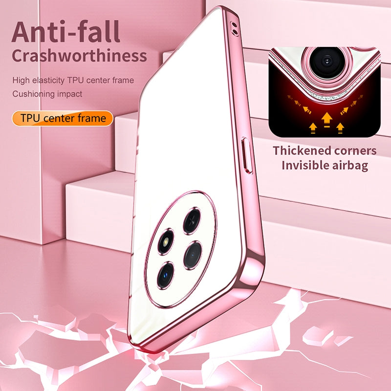 Huawei Enjoy 60X Transparent Fine Hole Phone Case - Crystal Clear Vacuum Plating, Anti-Fingerprint, Shock-Absorbing TPU Frame