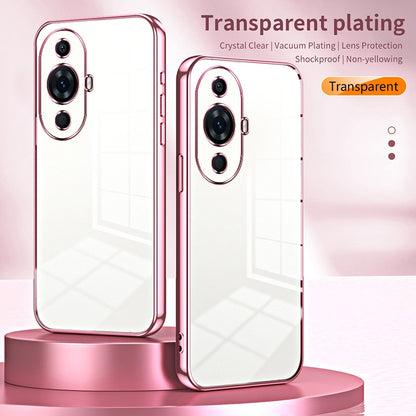 Huawei nova 11 Pro Transparent Fine Hole Phone Case - Crystal Clear Vacuum Plating, Anti-Fingerprint, Shock-Absorbing TPU Frame