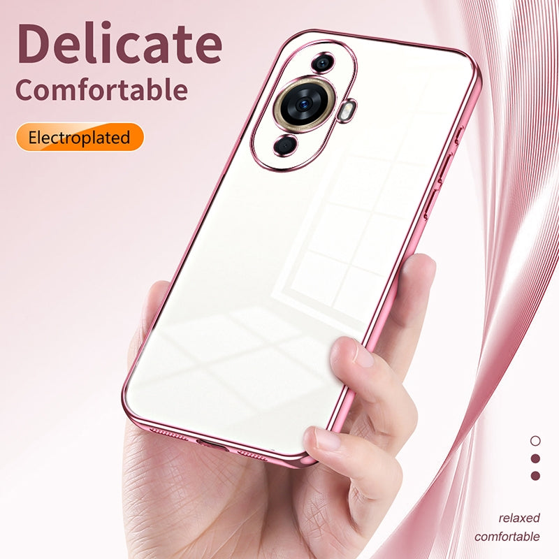 Huawei nova 11 Transparent Fine Hole Phone Case - Crystal Clear Vacuum Plating, Anti-Fingerprint, Shock-Absorbing TPU Frame