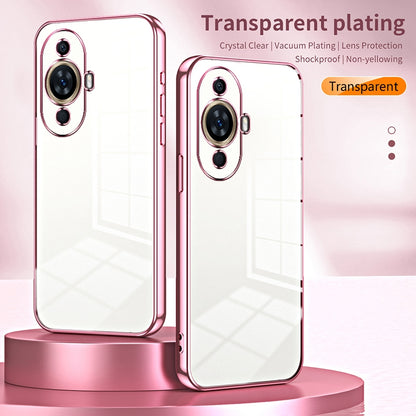Huawei nova 11 Transparent Fine Hole Phone Case - Crystal Clear Vacuum Plating, Anti-Fingerprint, Shock-Absorbing TPU Frame