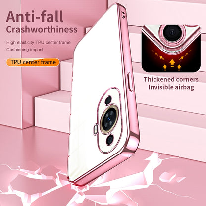 Huawei nova 11 Transparent Fine Hole Phone Case - Crystal Clear Vacuum Plating, Anti-Fingerprint, Shock-Absorbing TPU Frame