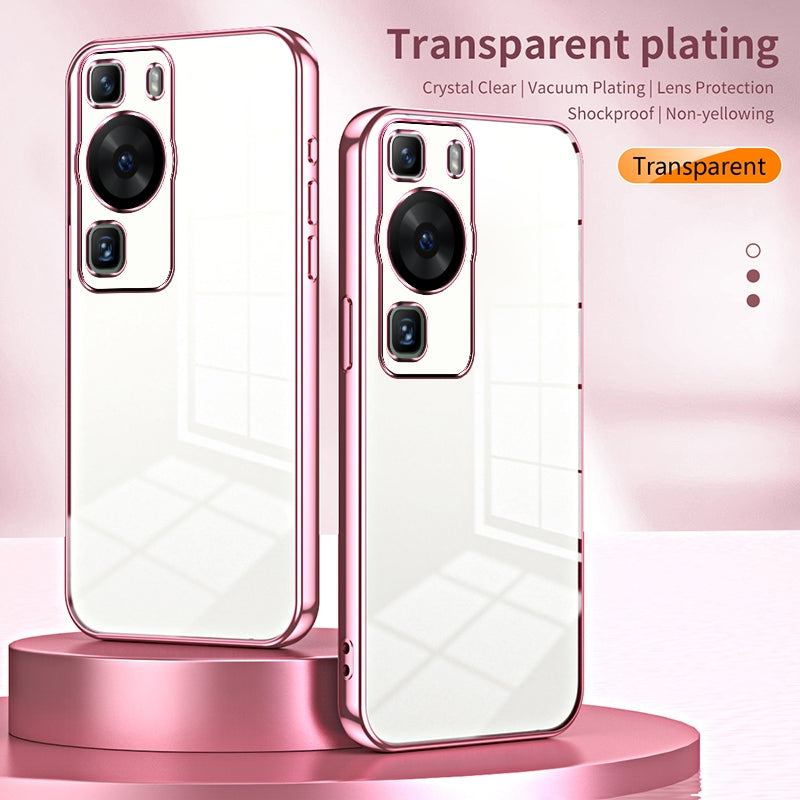 Huawei P60 Pro Transparent Fine Hole Phone Case - Crystal Clear Vacuum Plating, Anti-Fingerprint, Shock-Absorbing TPU Frame