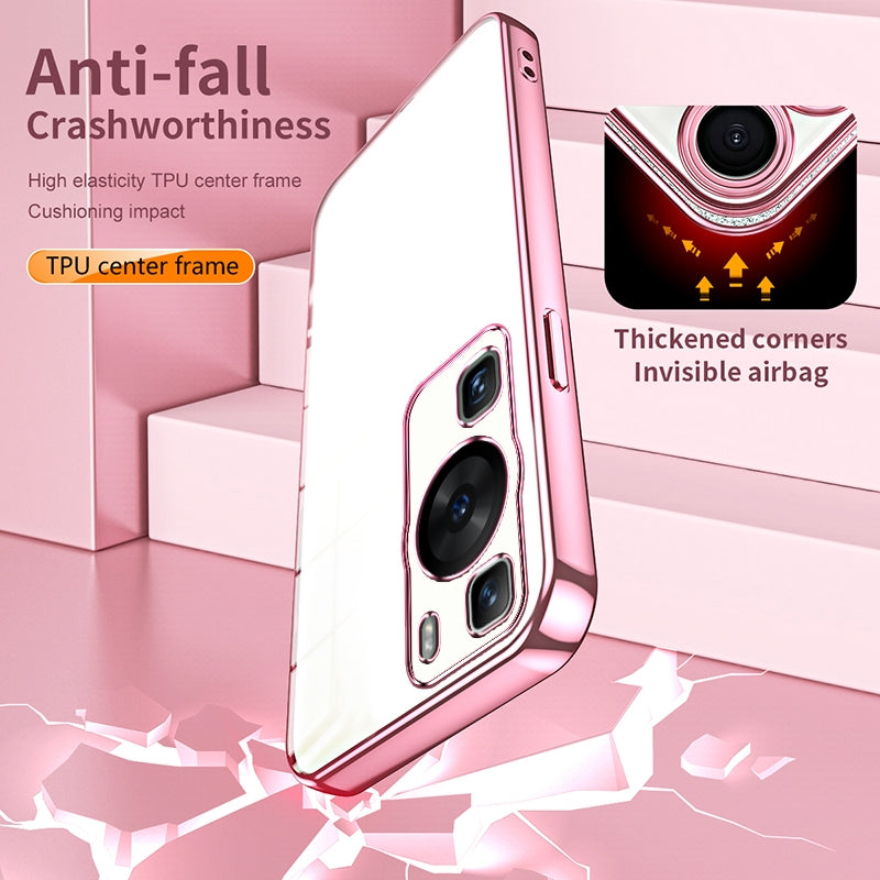 Huawei P60 Transparent Fine Hole Phone Case - Crystal Clear Vacuum Plating, Anti-Fingerprint, Shock-Absorbing TPU Frame