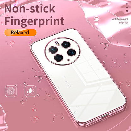 Huawei Mate 50 Pro Transparent Fine Hole Phone Case - Crystal Clear Vacuum Plating, Anti-Fingerprint, Shock-Absorbing TPU Frame