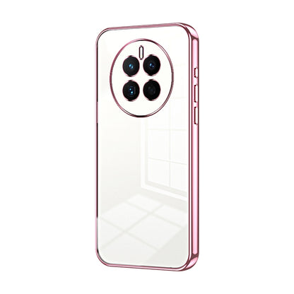 Huawei Mate 50 Transparent Fine Hole Phone Case - Crystal Clear Vacuum Plating, Anti-Fingerprint, Shock-Absorbing TPU Frame
